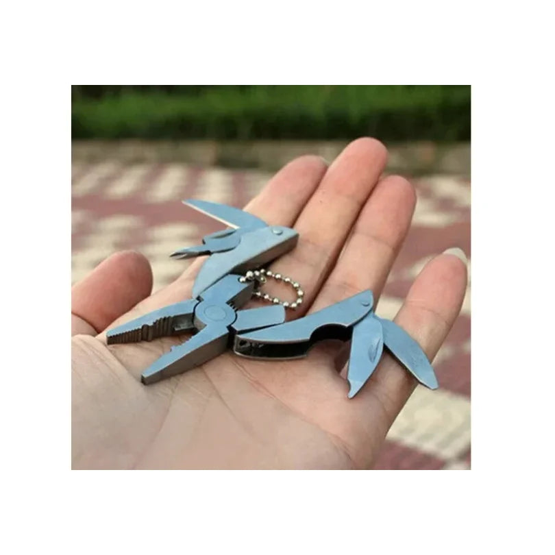 EDC Tools Travel Kits Portable Multifunction Folding Plier Stainless Steel Foldaway Knife Keychain Screwdriver Camping Survival