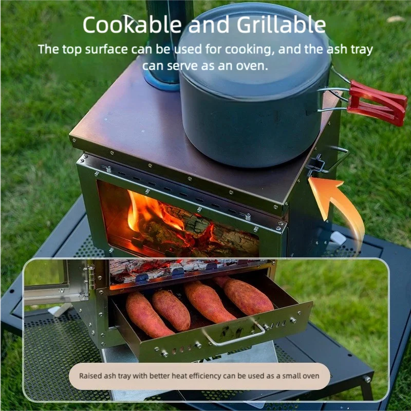 Stainless Steel Smokeless Fireplace Multifunctional Tent Firewood Stove Camping Firewood Stove Portable Heating Stove