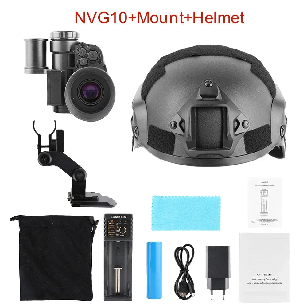 NVG10 FHD Digital Infrared Head Mounted Outdoor Helmet Type Single Tube Monocular Night Vision Goggles Campling Hunting