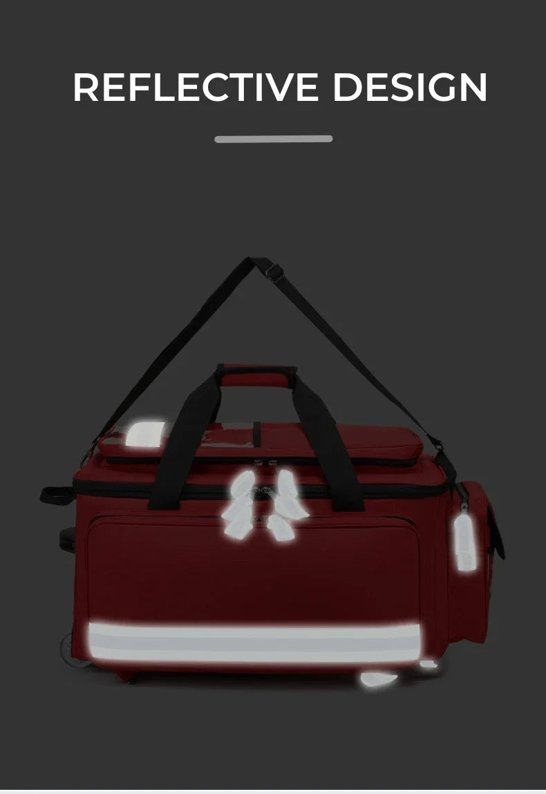 Large Capacity Empty Trolley First Aid Bag Waterproof EMS Backpack for Medical Outdoor Clinic Nursing Earthquake Rescue Kit