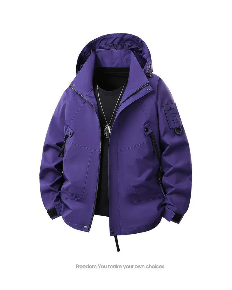 Unisex Hiking Jacket Men Outdoor Waterproof Climbing Fishing Hooded Jacket Autumn Spring Women Windproof Detachable Camping Coat