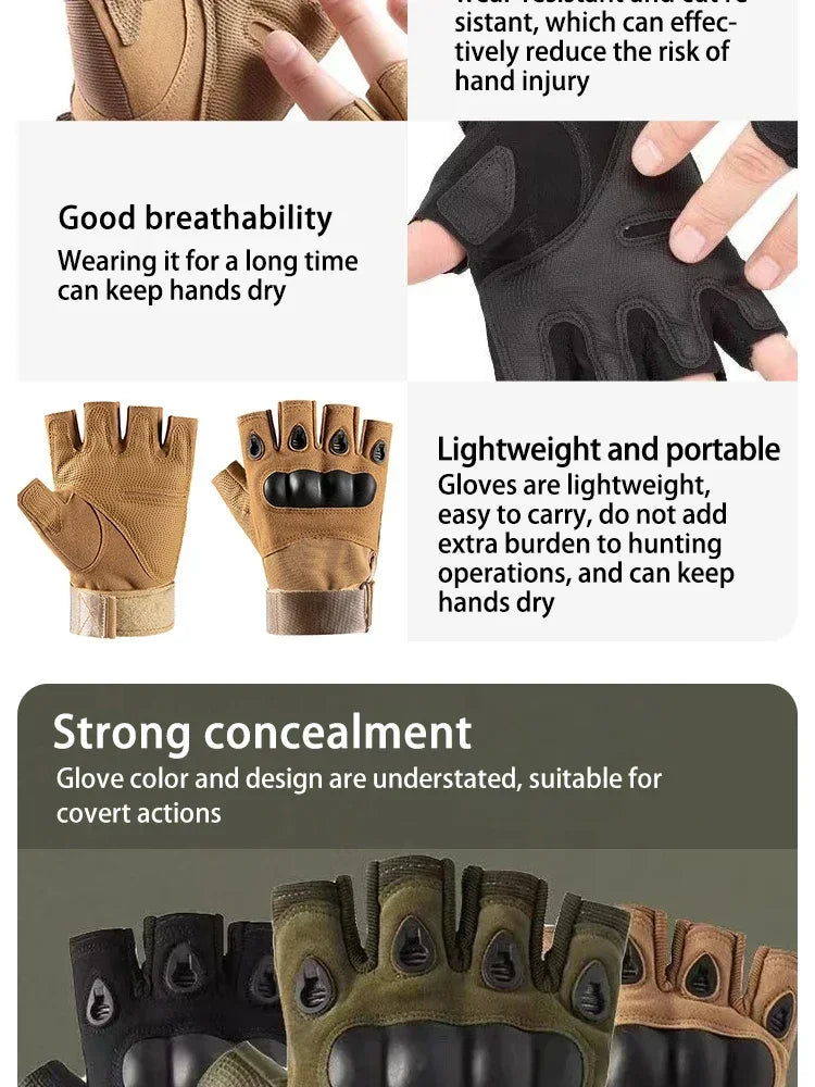 Outdoor Hunting Half-finger Tactical Gloves Wear Resistance Training Fitness Gloves Cycling Sports Gloves