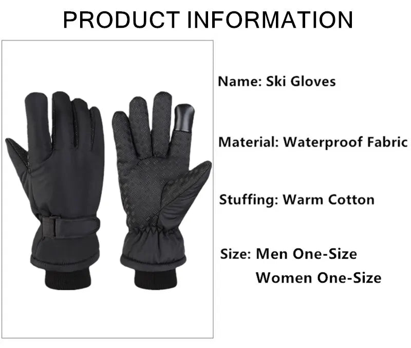 Men Winter Ski Gloves Waterproof Windproof Outdoor Sport Cycling Bike Bicycle Motorcycle Hiking Camping Hand Warm Gloves