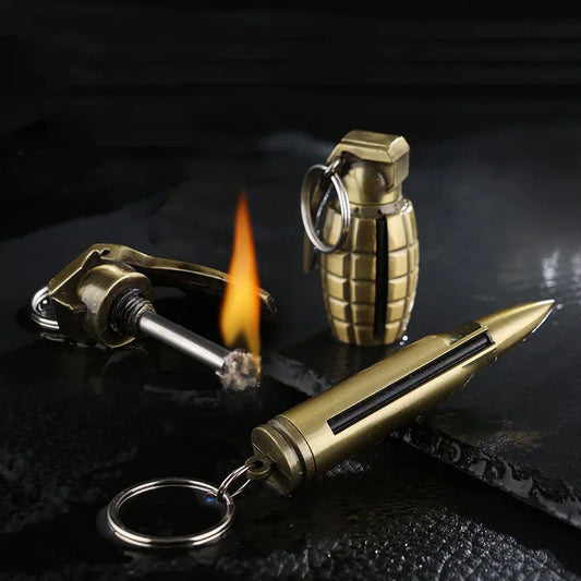 Metal Keychain Match Lighter, Portable Retro Waterproof Lighter, Emergency Survival Equipment Lighter Barbecue Camping Gifts