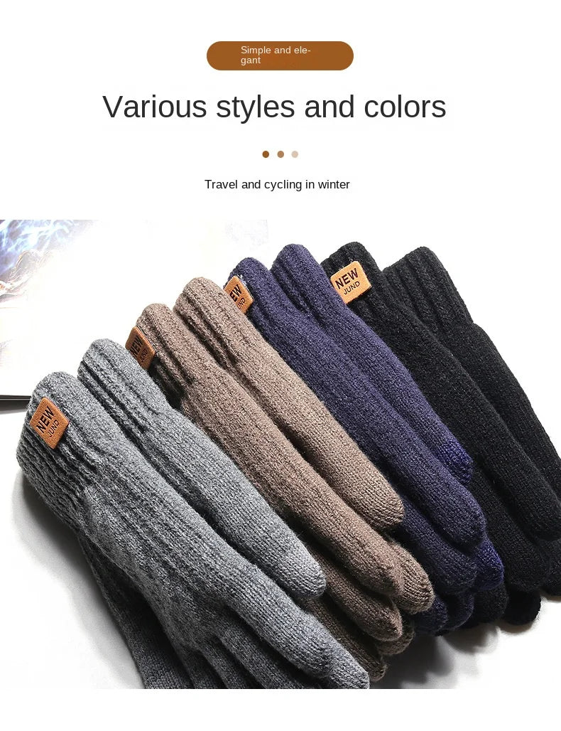Wholesale Fleece Lined Fashion Warm Black Cable Knitted Winter Touch Screen Gloves