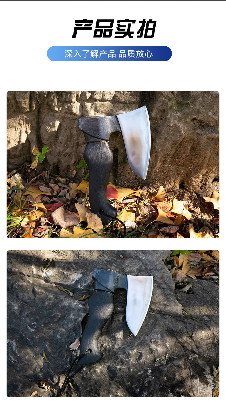 Outdoor camping, chopping wood and trees, mini axe with patina, hand axe, Qinggang wood, household use, fierce steel axe
