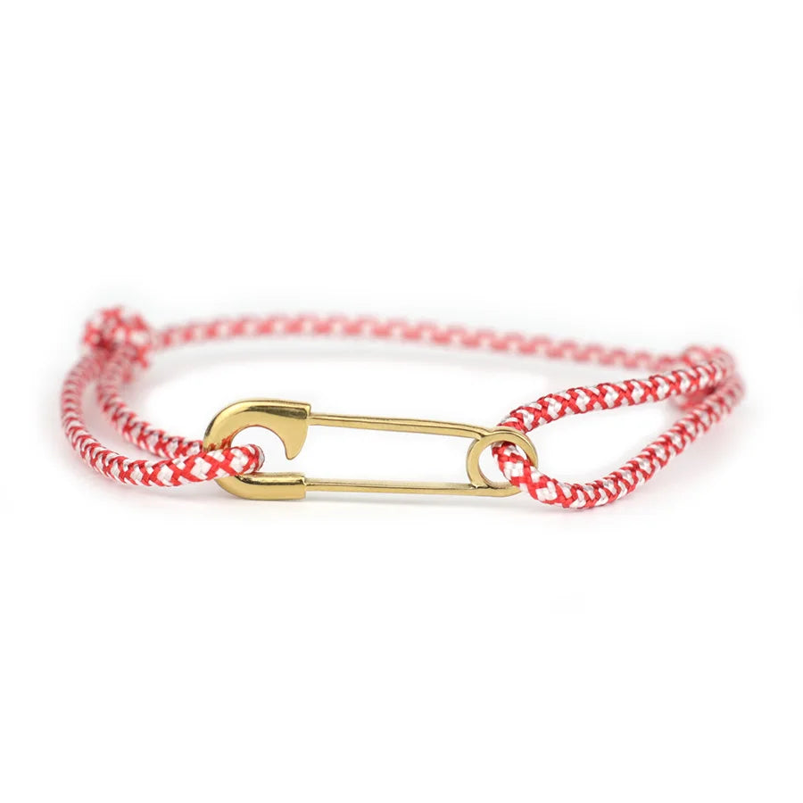 Adjustable Rope Bracelet with Safety Pin Clasp Unisex Paracord Wristband Trendy Survival Jewelry Gift for Men Women
