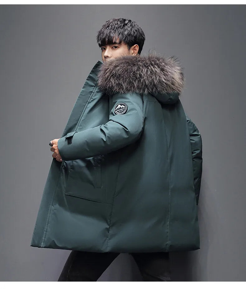 Outdoor Hiking Camping in Winter Windproof Warm Casual Fur Collar Feather Jacket Comfortable Versatile Warm Down Jacket