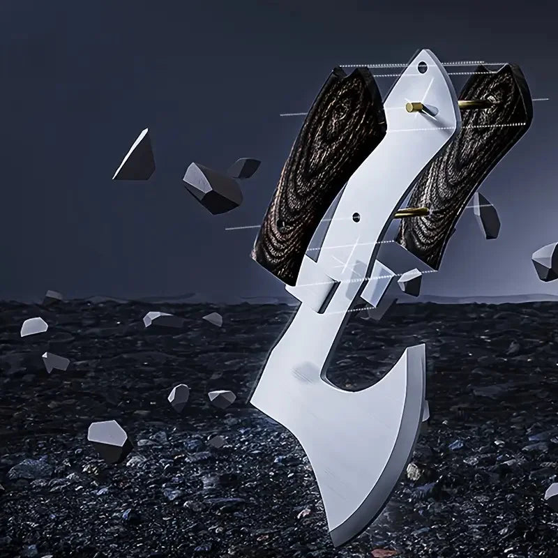420J2 Steel Forged Camping Axe | Fireproof Axe Body + Non-slip Sandalwood Handle Multi-functional Demolition Axe Outdoor