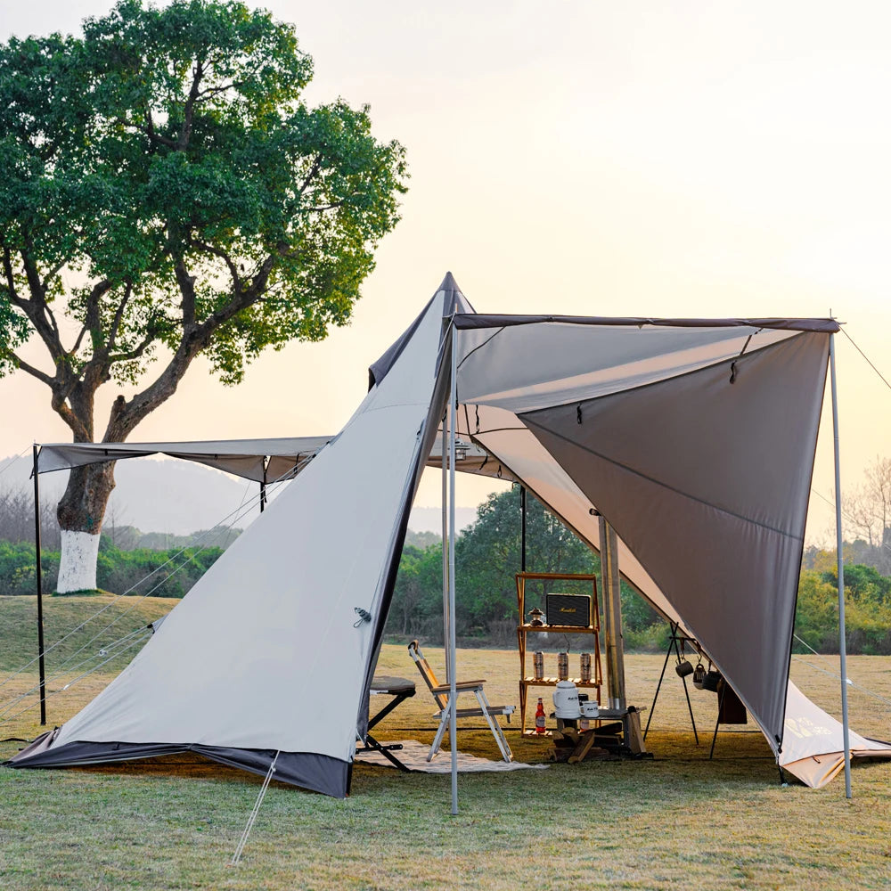 MOBI GARDEN Camping Pyramid Tent 4-6 Person Waterproof UV Protection Home Outdoor 3 Seasons Forest Tower 280