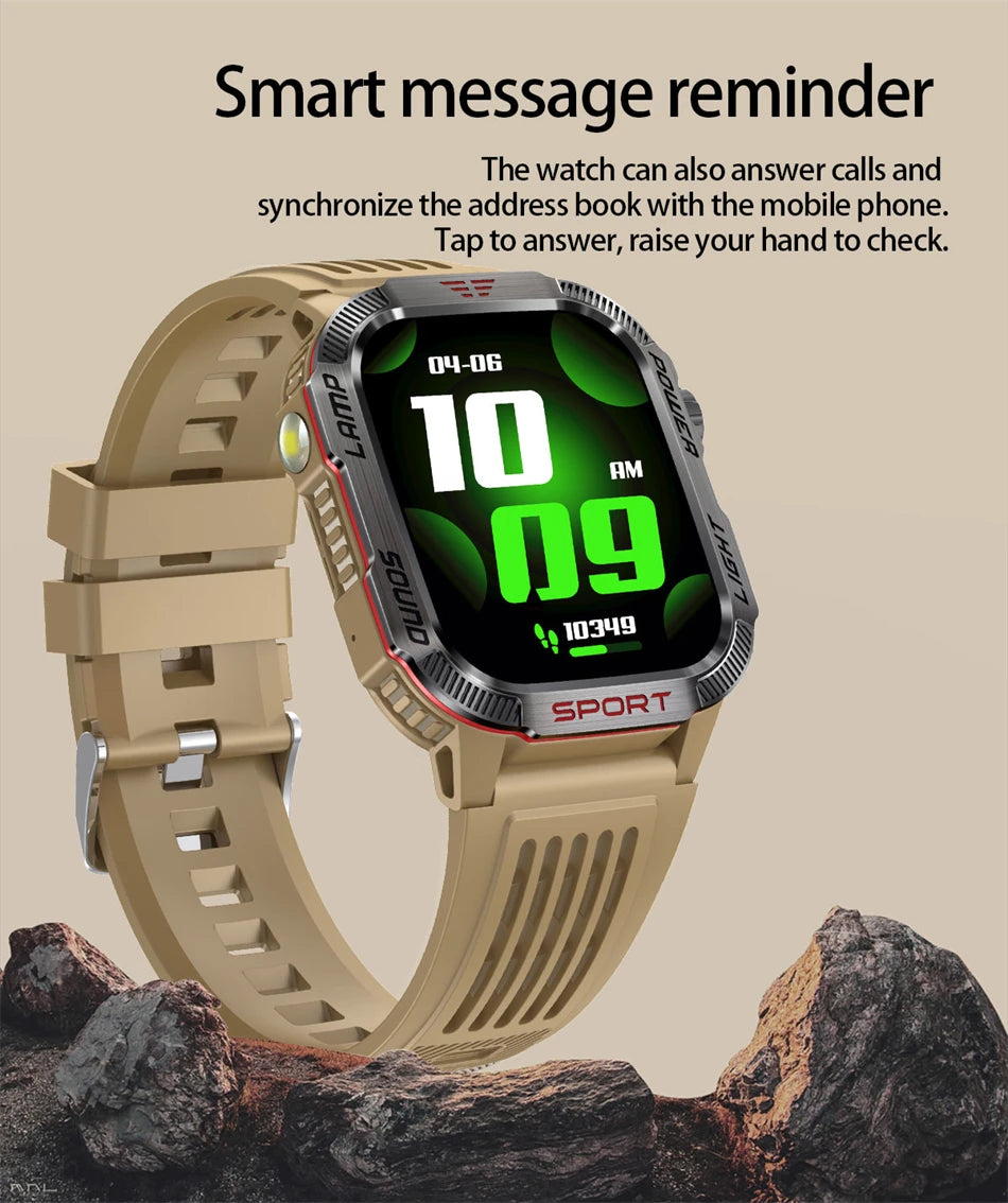 Outdoor Sports Smart Watch Men 2.01" GPS Tracker Compass LED Flashlight 600mAh Battery Waterproof Bluetooth Call Smartwatch Man