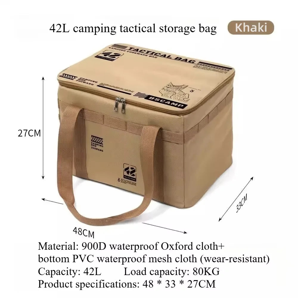 42L large capacity camping outdoor equipment storage bag thermal insulation folding storage box handbag picnic equipment tool