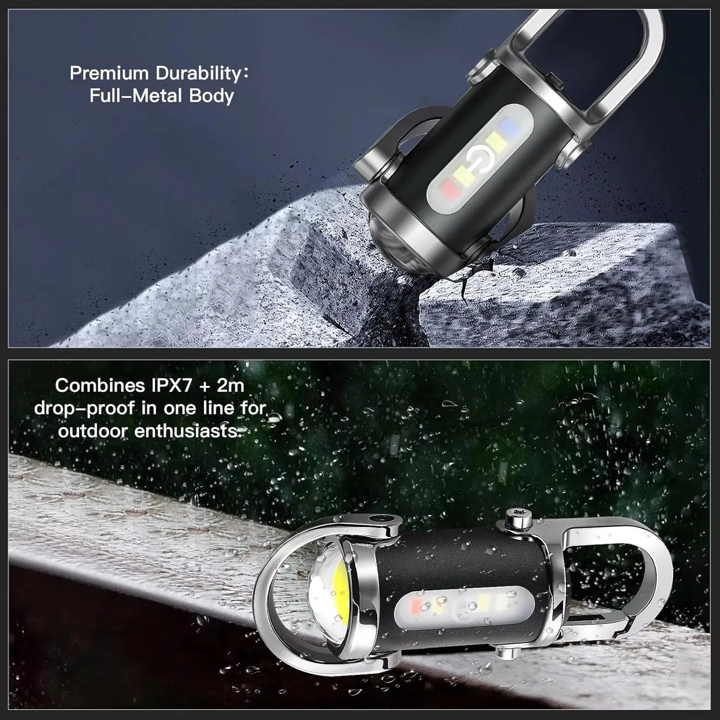 Powerful Cob Led Flashlight Keychain USB Rechargeable Portable Torch 1000Lumens Waterproof Keychain Camping Hiking Pocket Light