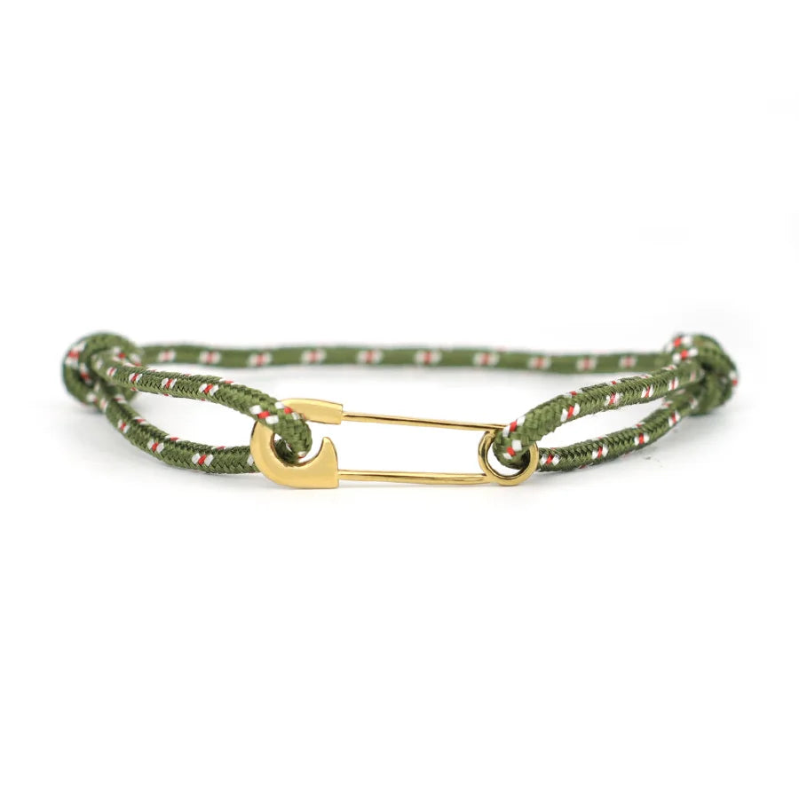 Adjustable Rope Bracelet with Safety Pin Clasp Unisex Paracord Wristband Trendy Survival Jewelry Gift for Men Women
