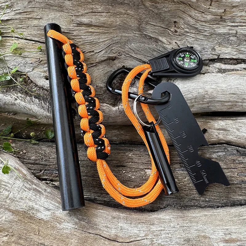Bear Grylls Survival Fire Starter Magnesium Flint Rod, Portable Emergency Firesteel Kit Compass Whistle for Camping Hiking Tool