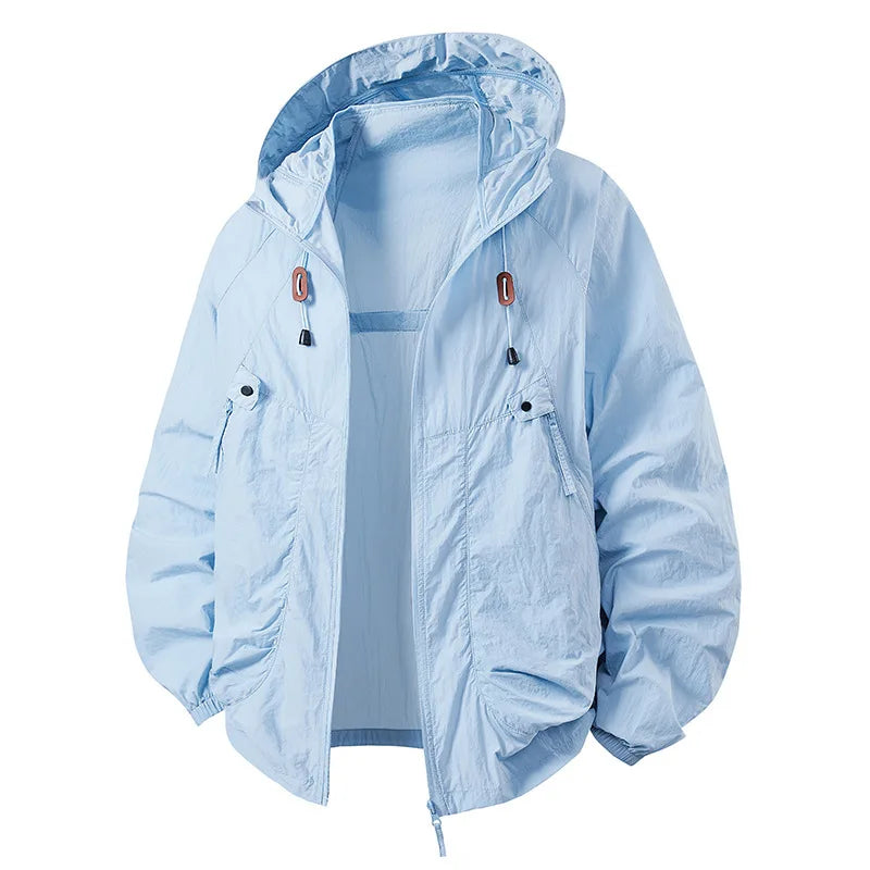 Men's Fishing Hooded Jacket Hiking Mountain Sport Waterproof Lightweight Windbreaker Rain Shell 2025 Camping Sun-proof Raincoat