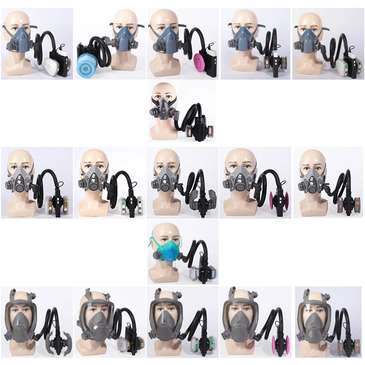 Electric Rechargeable Half Face Dust Gas Mask Portable Auxiliary Air Supply Respirator For Spraying Painting Polish Work Safety