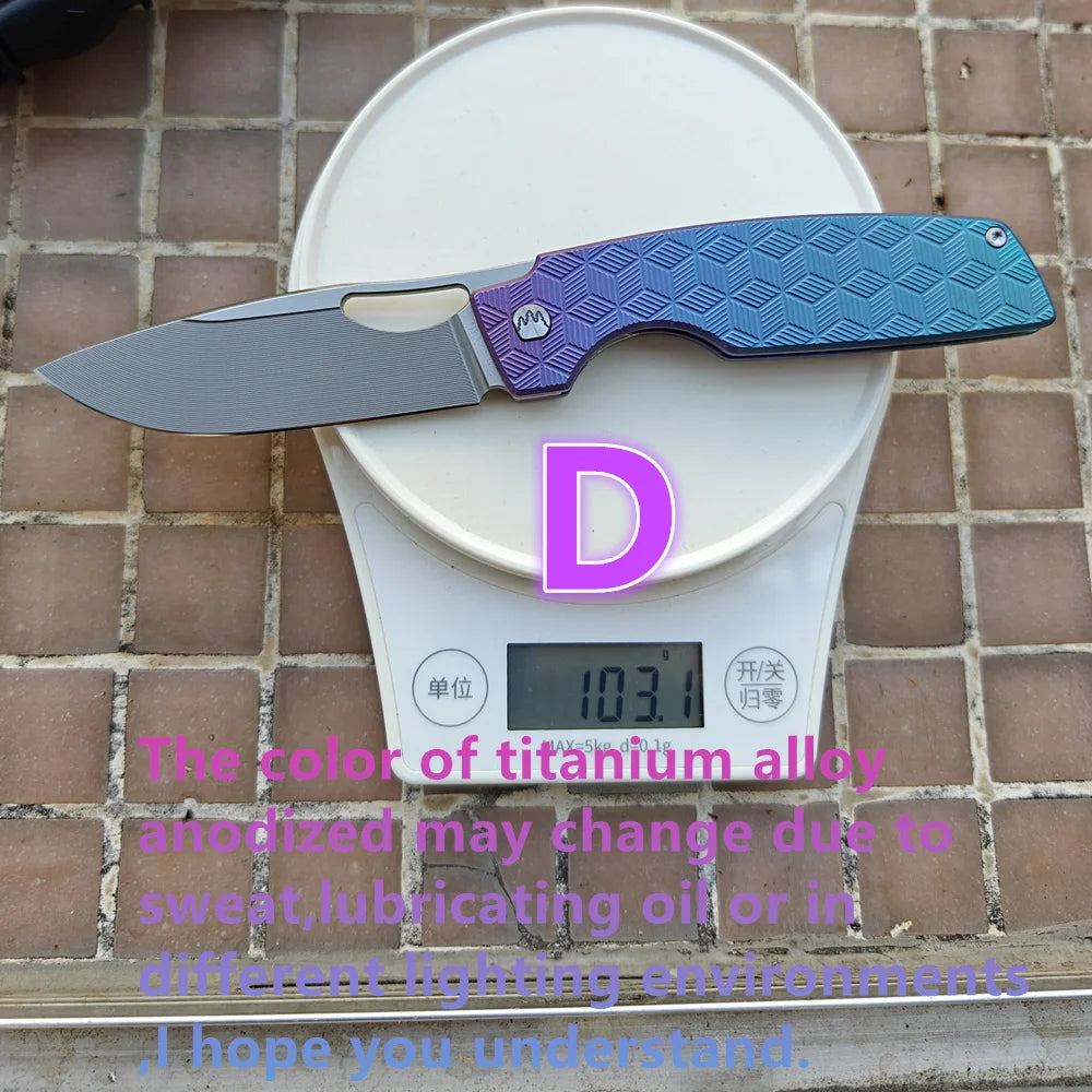 JUFULE New Cedar Step Milled Blade Folding Knife Titanium Handle Ceramic Bearings 154CM Pocket Hunting Outdoor EDC Camping Tool