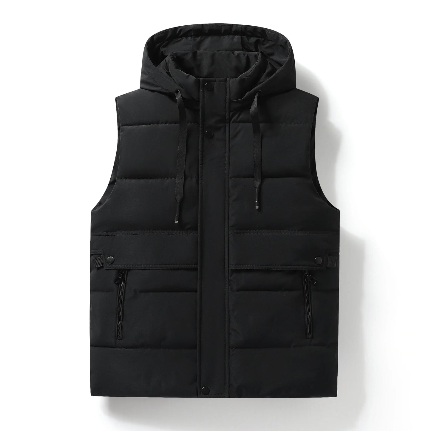 Outdoor Mens Trendy Detachable Hooded Vest Warm Down Cotton Vest Mens Winter Fashion Coat Workwear Vest Coat Thickened Waistcoat