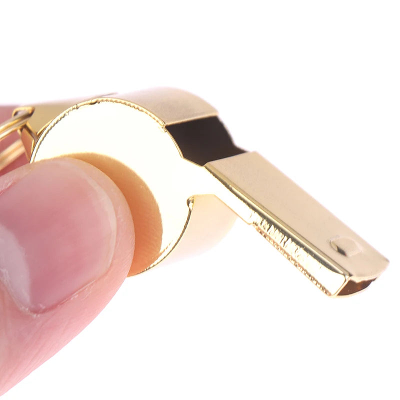 Gold Stainless Steel Rope Whistle Hanging Neck Outdoor Lifesaving Whistle