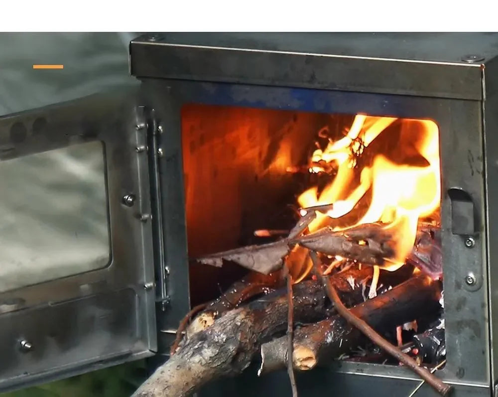 Tryhomy 1mm Titanium Wood Stove Folding Ultralight Camping Stove Brazier Portable Tent Fire Wood Heater Burner with Accessories