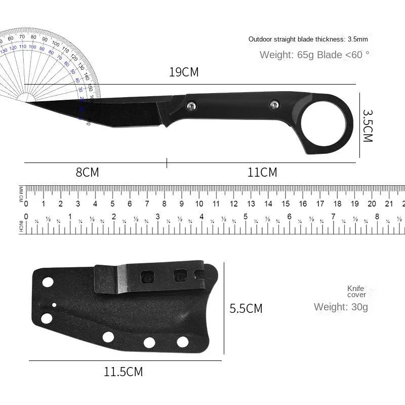 New corrosion-resistant portable knife, multi-purpose outdoor straight knife K-sheath, jungle self-defense EDC knife。