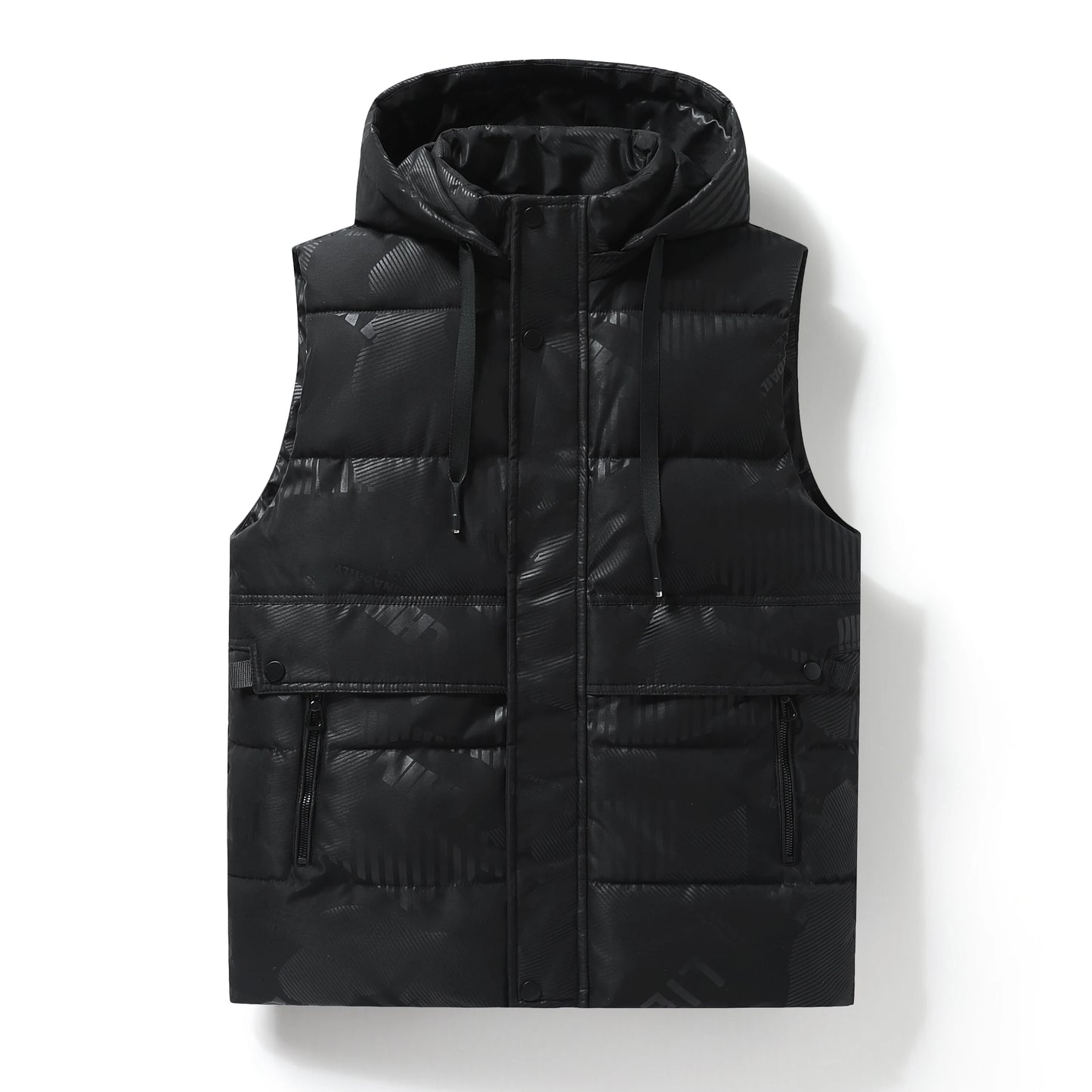 Outdoor Mens Trendy Detachable Hooded Vest Warm Down Cotton Vest Mens Winter Fashion Coat Workwear Vest Coat Thickened Waistcoat