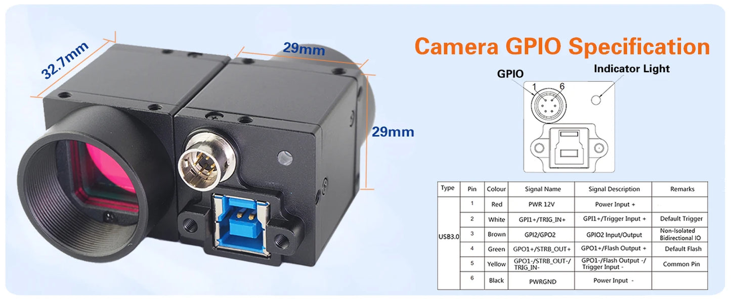 High Speed USB3.0 Machine Vision Industrial Digital Camera Color Scroll Shutter NIR With SDK Windows Linux