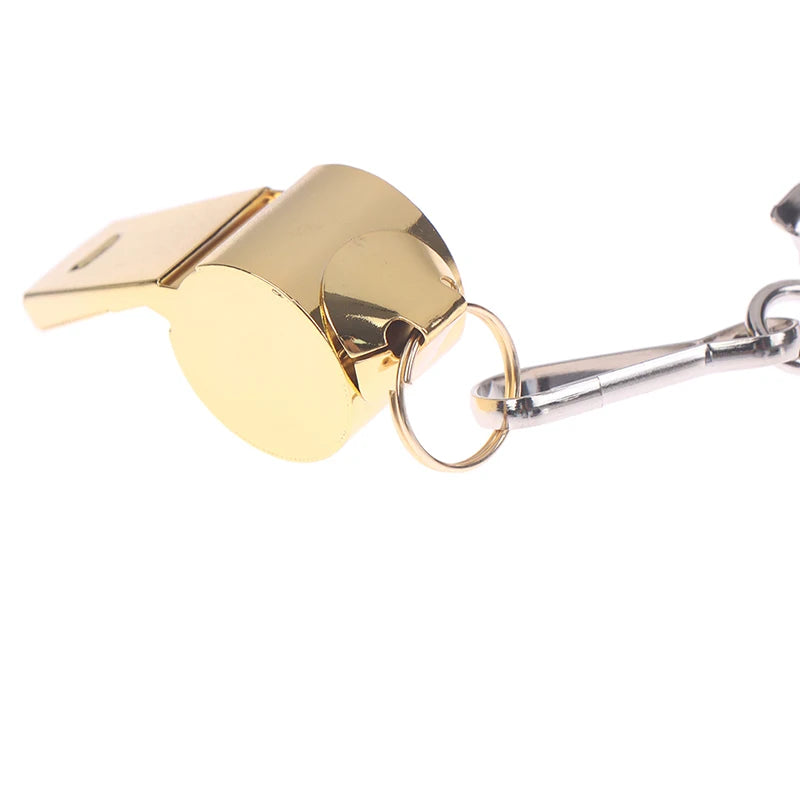 Gold Stainless Steel Rope Whistle Hanging Neck Outdoor Lifesaving Whistle