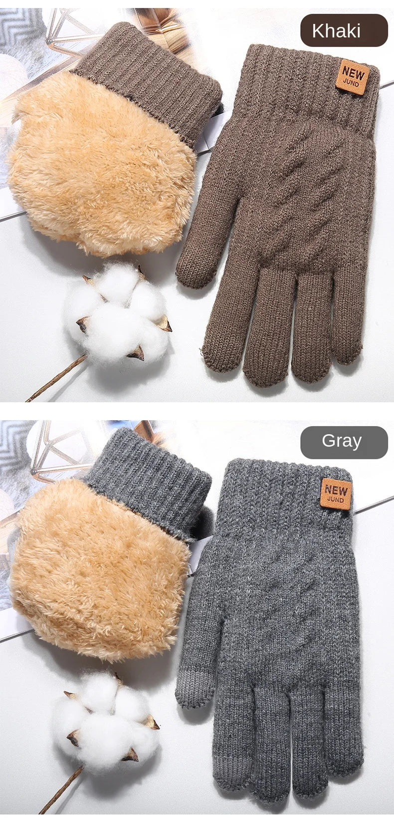 Wholesale Fleece Lined Fashion Warm Black Cable Knitted Winter Touch Screen Gloves