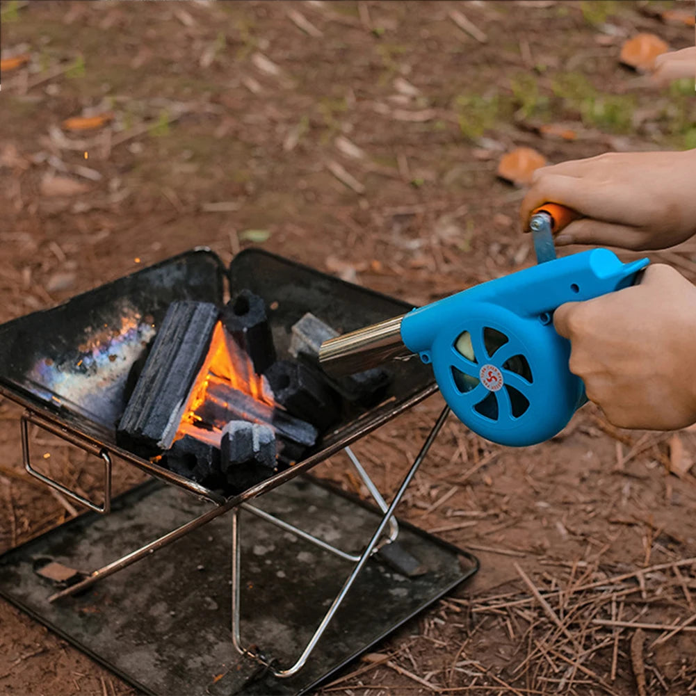 Outdoor Cooking BBQ Fan Lightweight Hand Crank Fan Air Blower Grill Picnic Camping Stove Accessories Fast Fire Starter