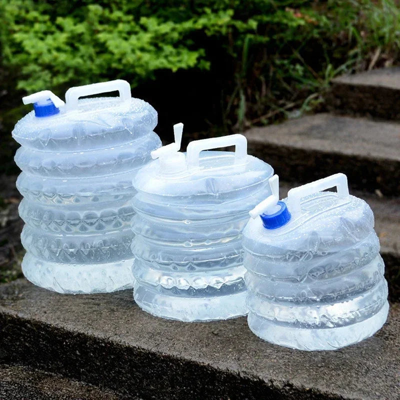 5L-15L Outdoor Collapsible Water Bag Camping Foldable Water Containers Drinking Multifunction Telescopic Storage Water Bottle