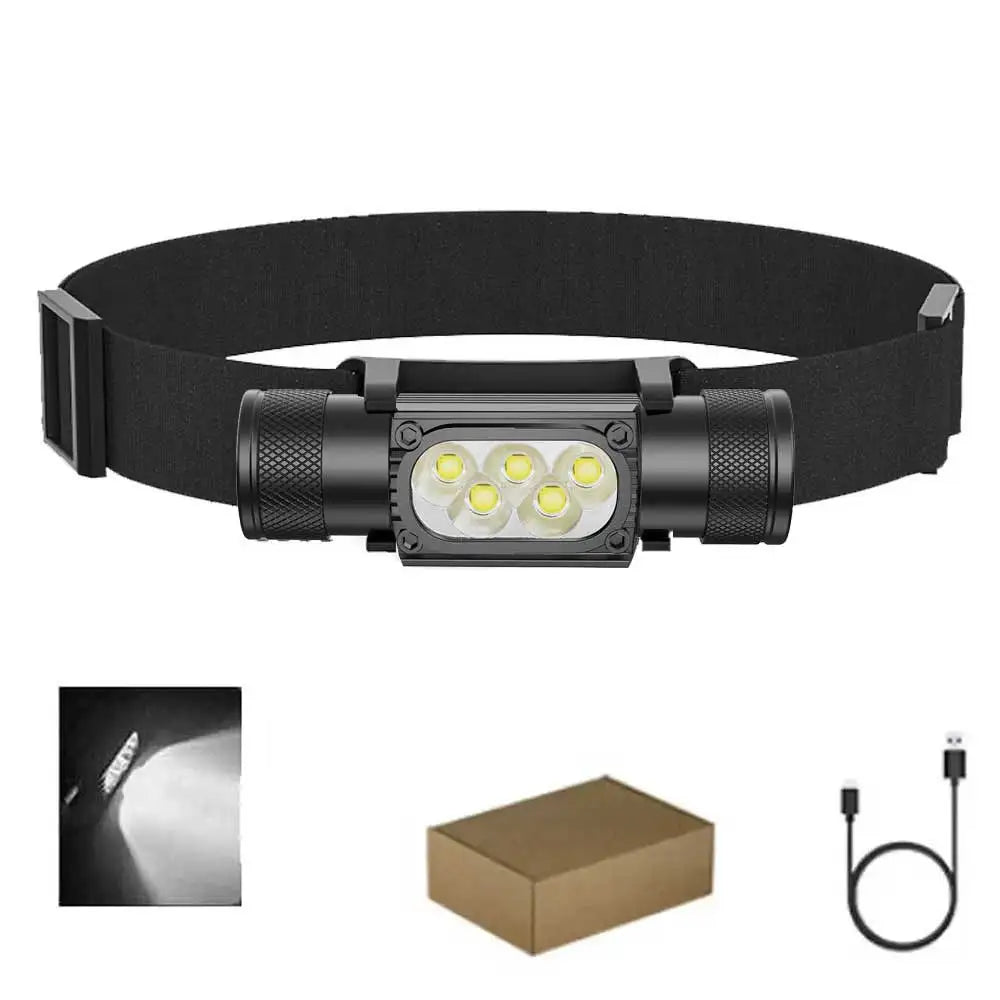 Mini LED Headlight 1920LM White 7000-8000K Flashlight Use 18650 Battery Memory Headlamp Type-C USB Head Light Lamp Flash Torch