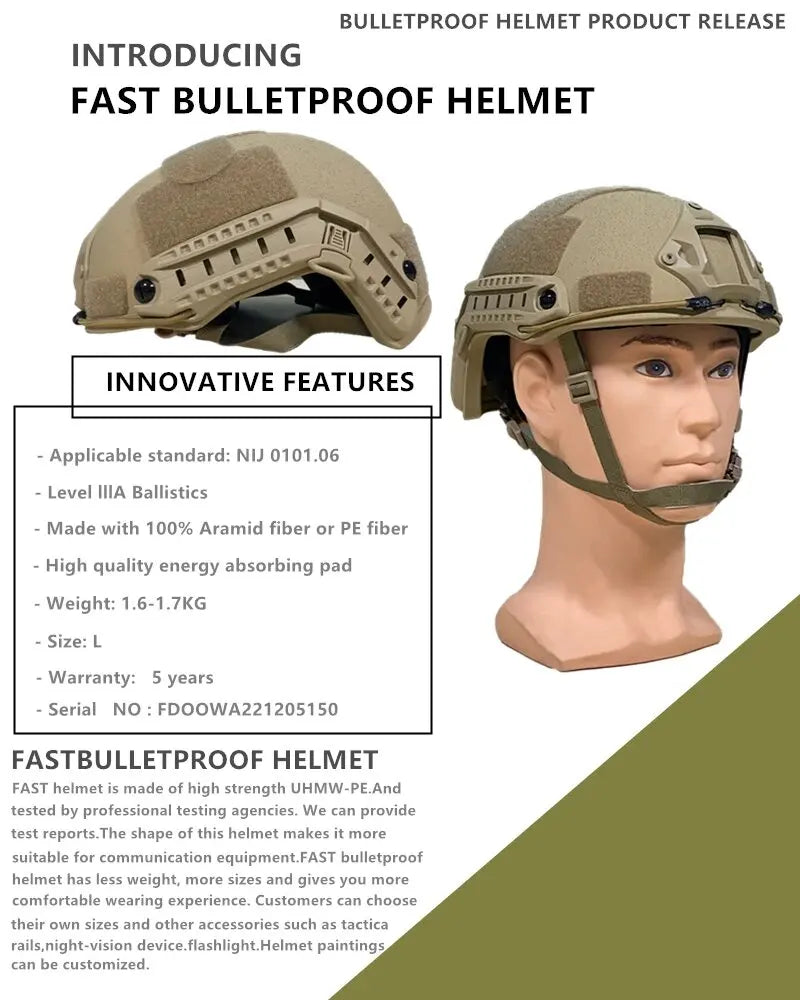 Outdoor Hunting FAST Tactical Helmet | Kevlar-Reinforced & FAST Wendy Floating Pad System