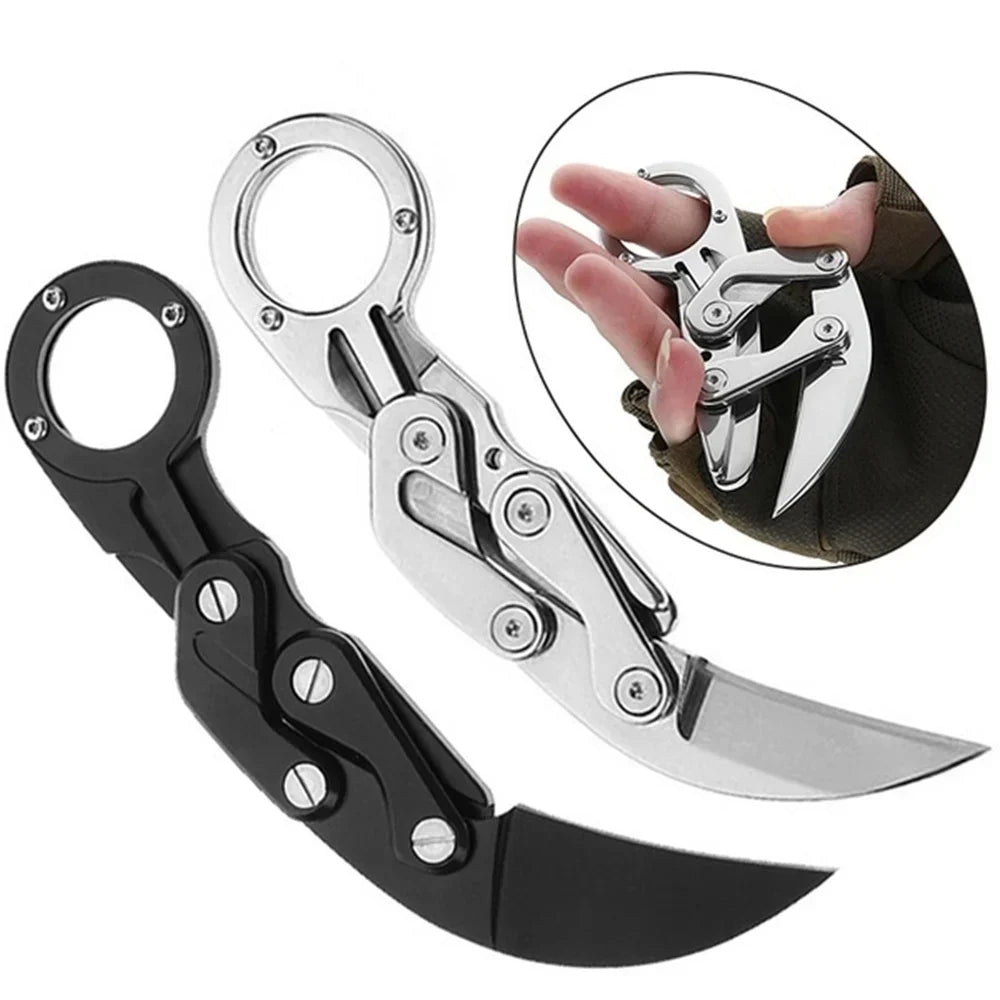 All-steel Claw Mechanical Knives Tactical Multifunction Outdoor Self Defense EDC Tool Gadget Gift for Men, Black/Silver