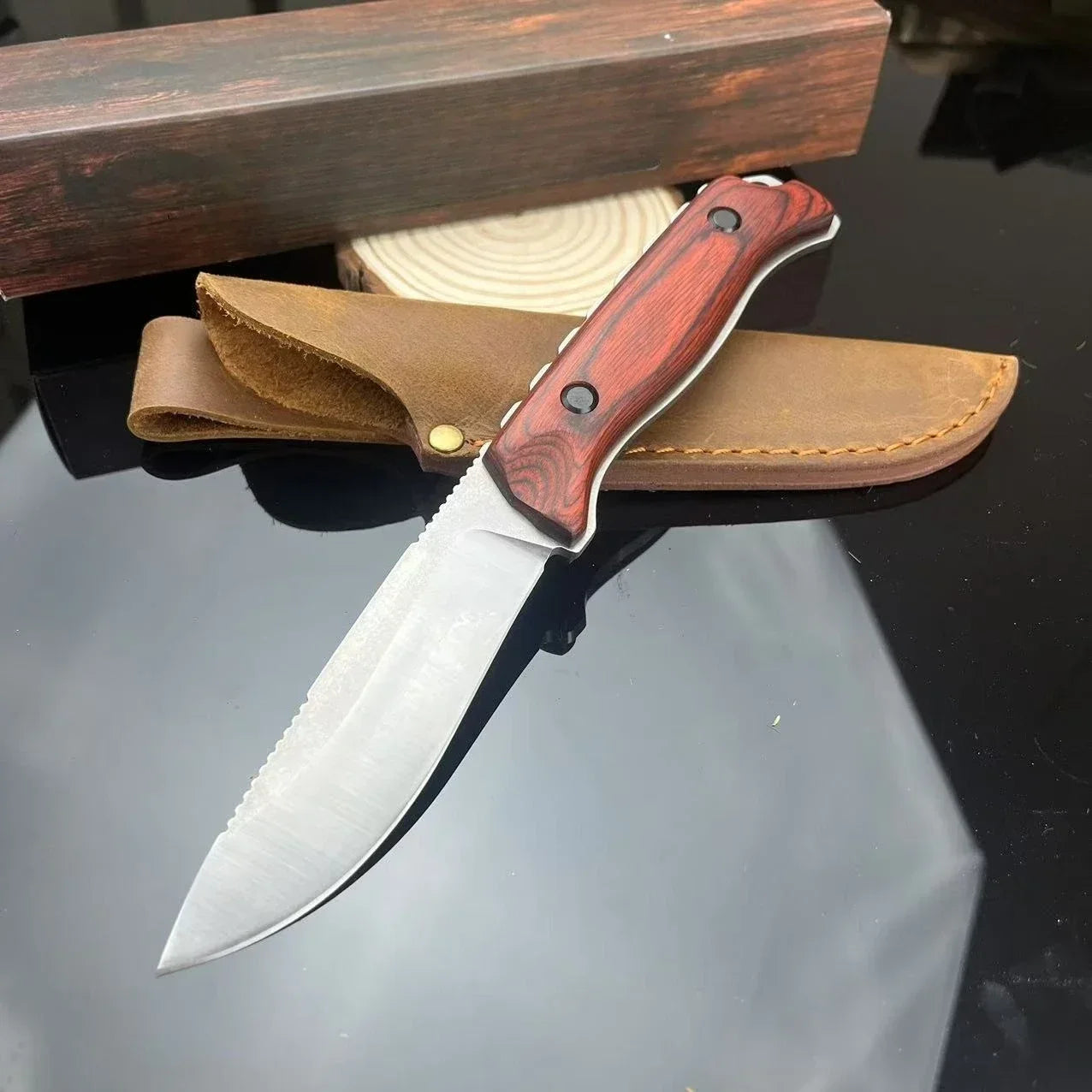 BM 15002/ 15017 Wilderness Survival Straight Blade Pocket Knife with Sheath Hunting Combat Tools Bushcrafter Outdoor Gift Knives