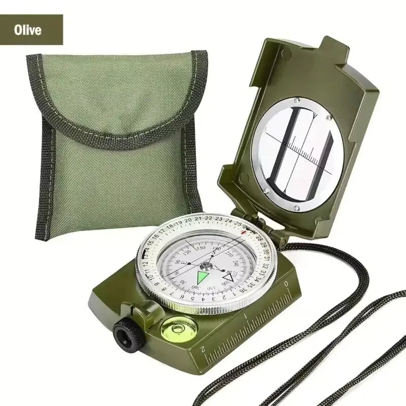 Outdoor Survival Compass High Precision Professional Metal Sight Compass Luminous for Outdoor Hiking Climbing Exploring Geology
