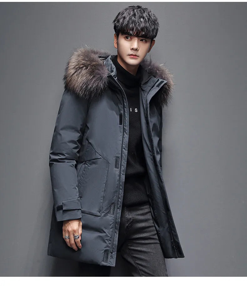 Outdoor Hiking Camping in Winter Windproof Warm Casual Fur Collar Feather Jacket Comfortable Versatile Warm Down Jacket