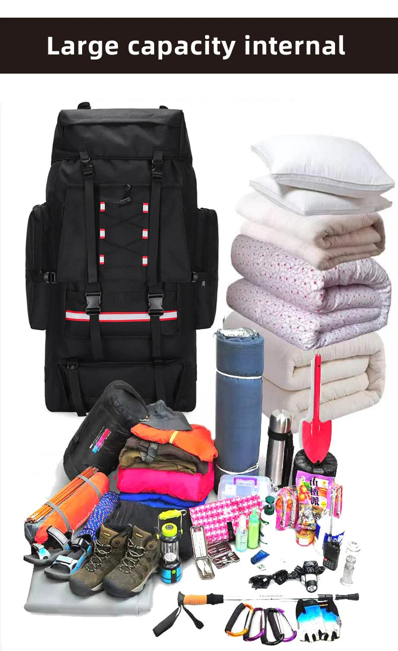 130L Hiking Camping Backpack Travel Large Luggage Bag Men Trekking Outdoor Sports Pack Molle Trekking Rucksack For Men Big Bag