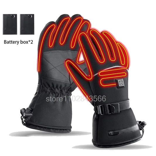 Winter Heated Gloves With Battery Box Heating Hand Warmer Thermal Gloves Waterproof Snowboard Cycling Motorcycle Bicycle Ski