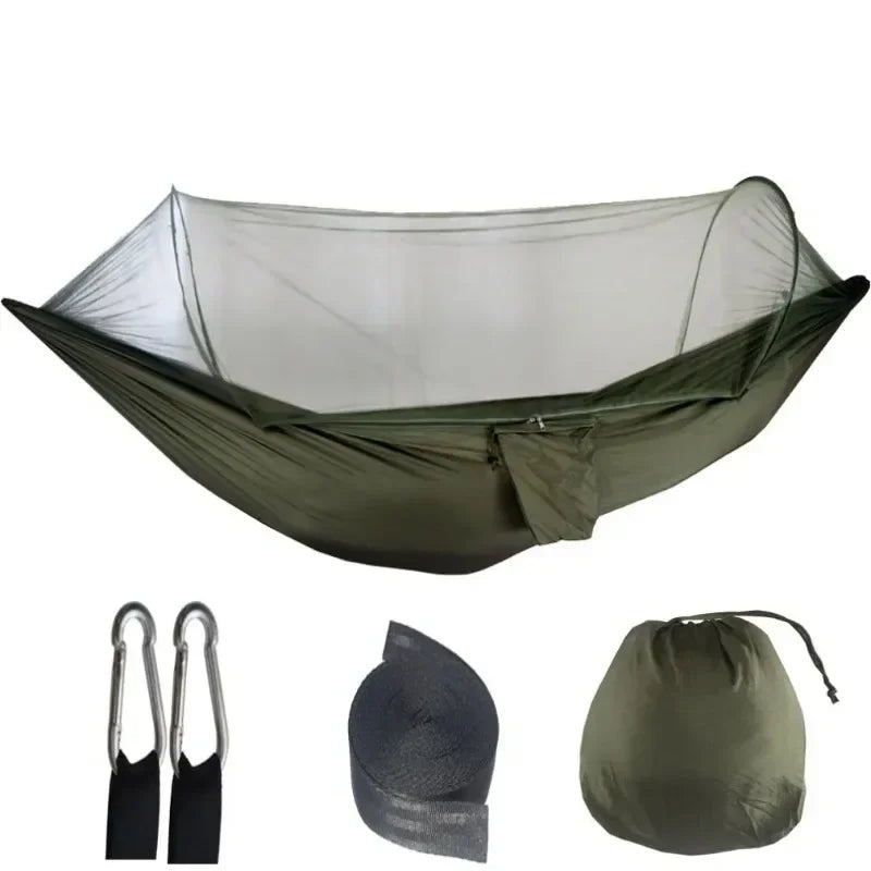 Camping Hammock Fully Automatic Quick Opening Mosquito Net Outdoor Camping Tent High Strength Parachute Fabric Hanging Bed Net