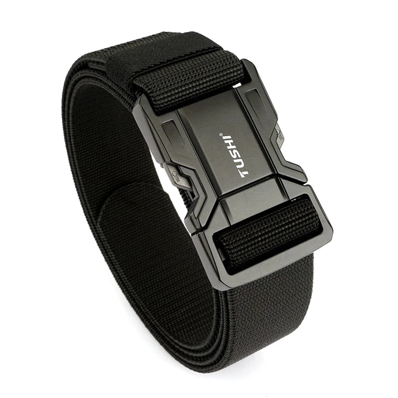 VATLTY New Elastic Casual Belt for Men Quick Release Metal Buckle Tactical Outdoor Girdle Adjustable Blue Hiking Belt Male