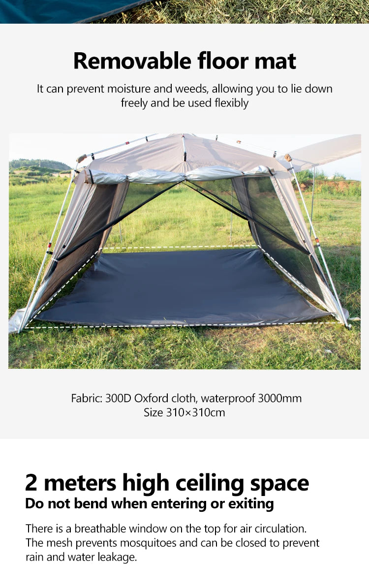 Outdoor Camping Tent with Chimney Large Family 5-9 Person Waterproof Sun Protection with Aluminum Poles Beach Hiking Fishing