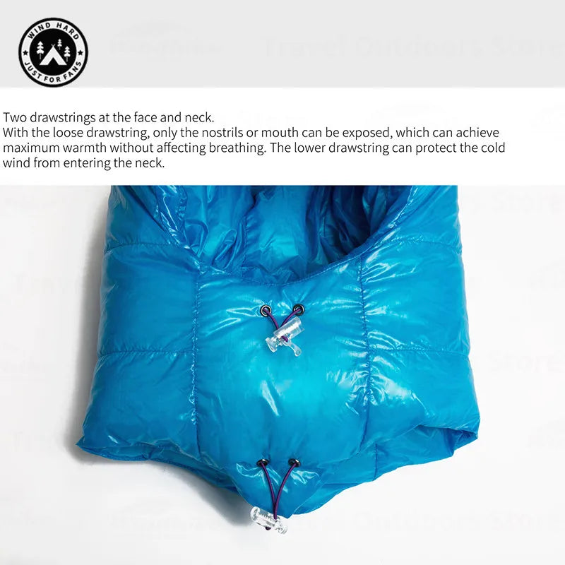 AEGISMAX WIND HARD 10D 800FP Ultralight Down Hat Outdoor Camping Windpoof Caps Warm Snow Hood with Neck Winter Ski Uinsex