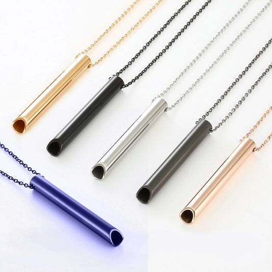 528Hz Stainless Steel Meditation Whistle Necklace | Yoga Breathing Tool & Anxiety Relief | Chakra Balancing Spiritual Jewelry