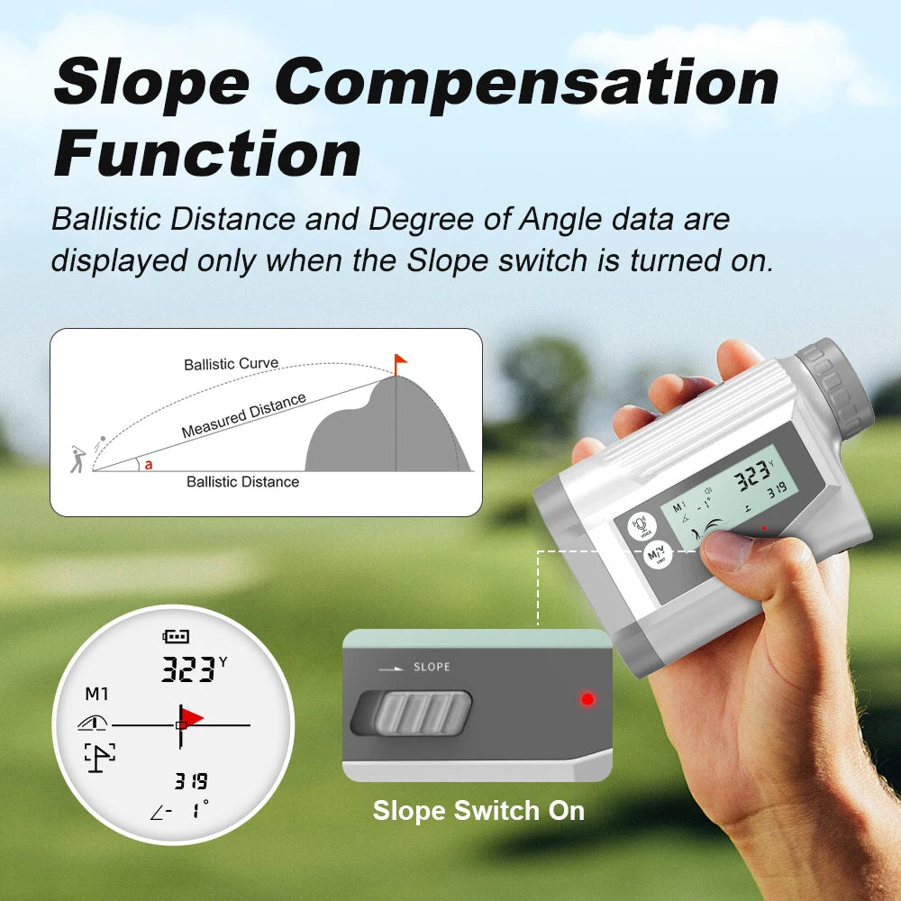 NOHAWK Golf Laser Rangefinder USB Rechargeable with Slope Compensation For Golfer Range Finder Hunting Monocular