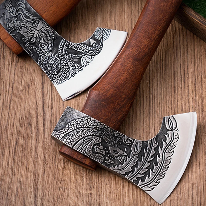 Outdoor Cut Firewood Axe Camping Survival Axes Tactical Self-defense Hand Axe Multipurpose Wooden Handled Axes with Cover