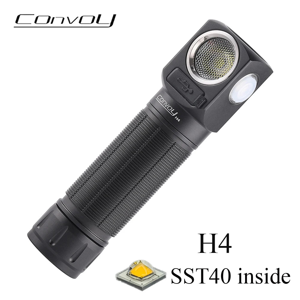 Convoy H4 SST40 Led Flashlight Headlamp Linterna  21700 Headlight High Powerful Flash Head Light Torch Type-C Rechargeable Lamp