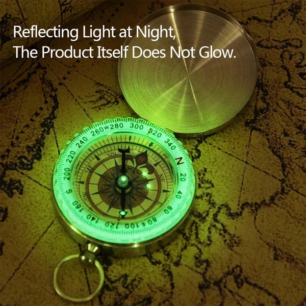 1/2Pcs Brass Pocket Compass for Camping  Hiking Water-Resistant Handheld Navigation Device Outdoor Portable Orienteering Gear