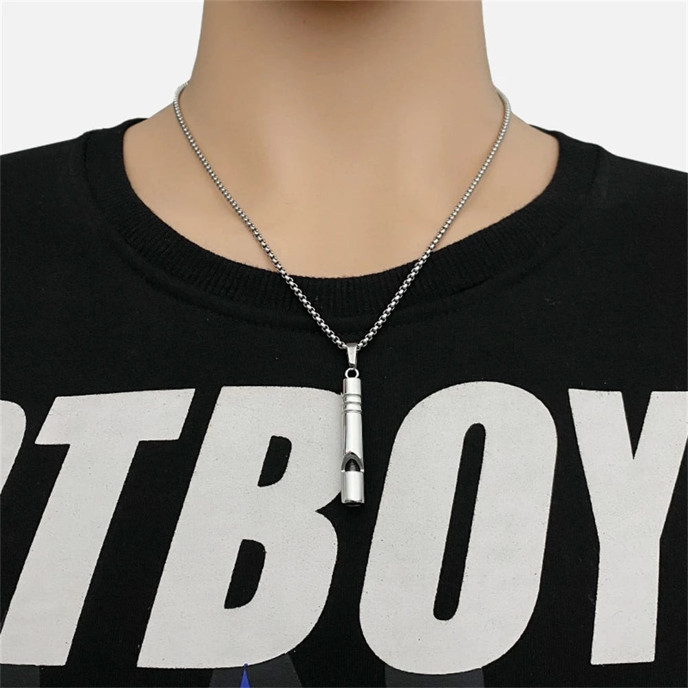 Simple Whistle Pendant Necklaces Emergency Survival Sweater Chain for Men Women Hip-hop Lovers Student Jewelry Gifts